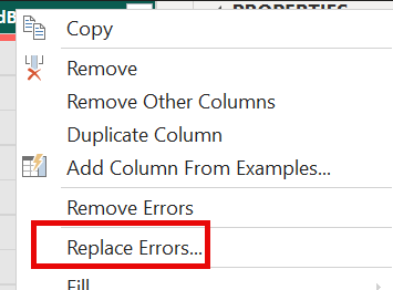 Replace errors